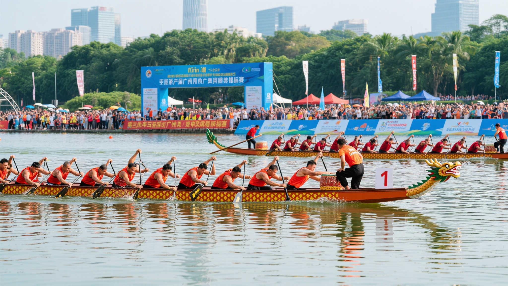 麓湖激浪,广州龙舟锦标赛开赛 麓湖激浪,广州龙舟锦标赛开赛